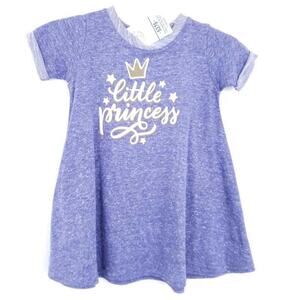 New "Little Princess by Rabbit Skins French Terry Dress Size 4 Purple Short Slee